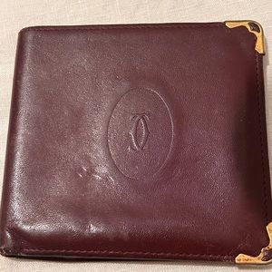 Cartier AUTHENTIC Paris Vintage Must De Cartier Wallet Bifold Bordeaux Leather